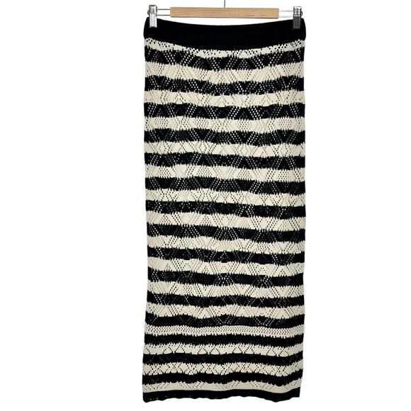 Freshman Dresses & Skirts - Boho Granny Sweater Maxi Skirt Black Tan Womens M Hippie Festival Cottagecore